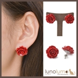 クラシカルレッド 薔薇モチーフのデザインピアス 日本製 R | lunolumo | 詳細画像1 