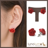 クラシカルレッド ちいさめ薔薇モチーフのピアス 日本製 R | lunolumo | 詳細画像1 