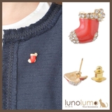 クリスマス サンタ靴下モチーフのピンブローチ ラペルピン | lunolumo | 詳細画像1 