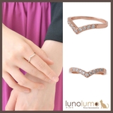 V字デザインのピンクゴールドリング 指輪 N | lunolumo | 詳細画像1 