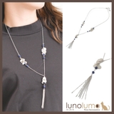 ブルーストーンとメタルタッセルのY字ネックレス N | lunolumo | 詳細画像1