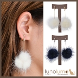 ミンクファーとロングチェーンのイヤリング | lunolumo | 詳細画像1