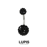 ブラック | 【14G】カラーパヴェバナナバーベルボディピアス へそピアス | LUPIS