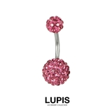 ピンク | 【14G】カラーパヴェバナナバーベルボディピアス へそピアス | LUPIS