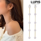 【S925ポスト】ロングパールチェーンバックキャッチピアス | LUPIS | 詳細画像1 