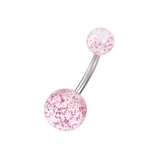 ピンク | 【14G】グリッターボールバナナバーベルボディピアス へそピアス 【サージカルス… | LUPIS