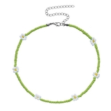 グリーン | フラワービーズチョーカーネックレス 【チョーカー フラワー | LUPIS