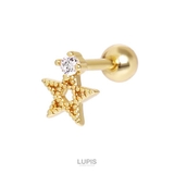 ゴールド | ≪16G≫ワンポイントスターストレートバーベルボディピアス | LUPIS