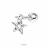 シルバー | ≪16G≫ワンポイントスターストレートバーベルボディピアス | LUPIS