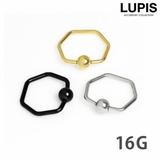 ≪16G≫ヘキサゴンキャプティブビーズリングボディピアス | LUPIS | 詳細画像1