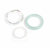 ブルーグリーン | マーブル×オーロラ×パールリングセット【3本セット 指輪】 | LUPIS