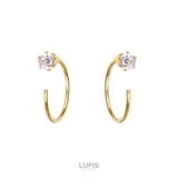 ゴールド | ソリティアストーンキャッチレスフープピアス | LUPIS
