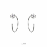 シルバー | ソリティアストーンキャッチレスフープピアス | LUPIS