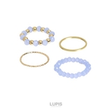 ブルー | ビーズ×メタルリングセット【4本セット】 | LUPIS