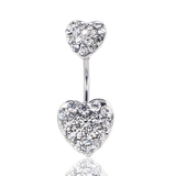 クリア | ハートパヴェバナナバーベルボディピアス へそピアス 【サージカルステンレス | LUPIS