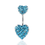 ライトブルー | ハートパヴェバナナバーベルボディピアス へそピアス 【サージカルステンレス | LUPIS
