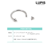 【16G】コーンヘッドシルバーサーキュラーバーベルボディピアス | LUPIS | 詳細画像3 