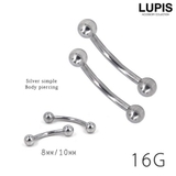 シルバーシンプルバナナバーベルボディピアス へそピアス | LUPIS | 詳細画像1 