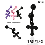【16G・18G】クロスチャームストレートバーベルボディピアス | LUPIS | 詳細画像1