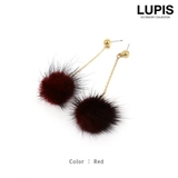 レッド | ロングチェーンファーピアス【長め】 | LUPIS