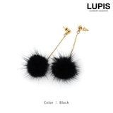 ブラック | ロングチェーンファーピアス【長め】 | LUPIS