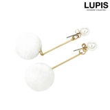 パール×ポンポンファーバックキャッチロングピアス | LUPIS | 詳細画像2