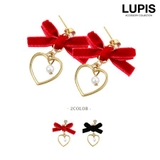 ベロアリボンハートフレームピアス | LUPIS | 詳細画像1