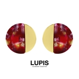 レッド | マーブル×ゴールドサークルイヤリング【クリップ式】 | LUPIS