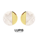 ホワイト | マーブル×ゴールドサークルイヤリング【クリップ式】 | LUPIS