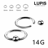 【14G】シルバーシンプルキャプティブビーズリングボディピアス | LUPIS | 詳細画像1