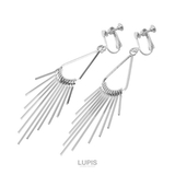 シルバー | ドロップサークルバーフリンジイヤリング【ネジバネ式 大ぶり】 | LUPIS