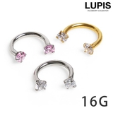 【16G】シンプルストーンサーキュラーバーベルボディピアス | LUPIS | 詳細画像1