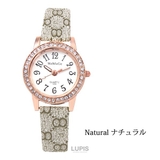 ナチュラル | ゴールド＆パヴェデザインレザーウォッチ 腕時計 | LUPIS