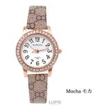 モカ | ゴールド＆パヴェデザインレザーウォッチ 腕時計 | LUPIS