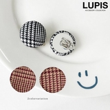 千鳥柄ボタンイヤリング【クリップ式】 | LUPIS | 詳細画像1