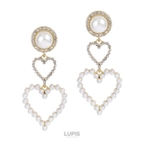 ゴールド | パール×2連ハートピアス | LUPIS