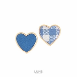 ブルー | チェック柄ハートイヤリング【クリップ式】 | LUPIS