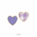 パープル | チェック柄ハートイヤリング【クリップ式】 | LUPIS