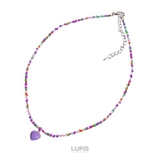 パープル | ハートビーズネックレス | LUPIS