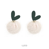 アイボリー | ハート×ファーボールピアス | LUPIS