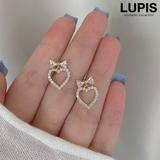 リボン×ハートキラキラピアス【S925ポスト】 | LUPIS | 詳細画像1 