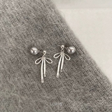 グレーパール×リボンバックキャッチピアス【S925ポスト 2way】 | LUPIS | 詳細画像4 