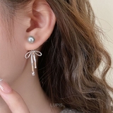 グレーパール×リボンバックキャッチピアス【S925ポスト 2way】 | LUPIS | 詳細画像5 