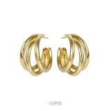 ゴールド | 3連ワイドメタルフープピアス | LUPIS
