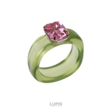 ピンク×グリーン | スクエアビジューアクリルリング | LUPIS