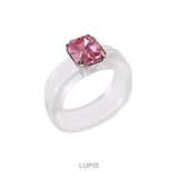 ピンク×クリア | スクエアビジューアクリルリング | LUPIS
