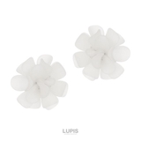 ホワイト | マットフラワーピアス 【シルバー925ポスト S925ポスト | LUPIS