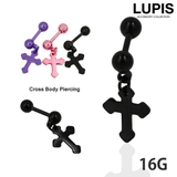 【16G】クロスチャームストレートバーベルボディピアス | LUPIS | 詳細画像1 
