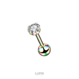 クリア×レインボー | 【18G】カラーストーンストレートバーベルボディピアス | LUPIS