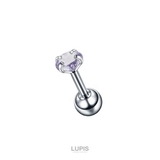 パープル×シルバー | 【18G】カラーストーンストレートバーベルボディピアス | LUPIS